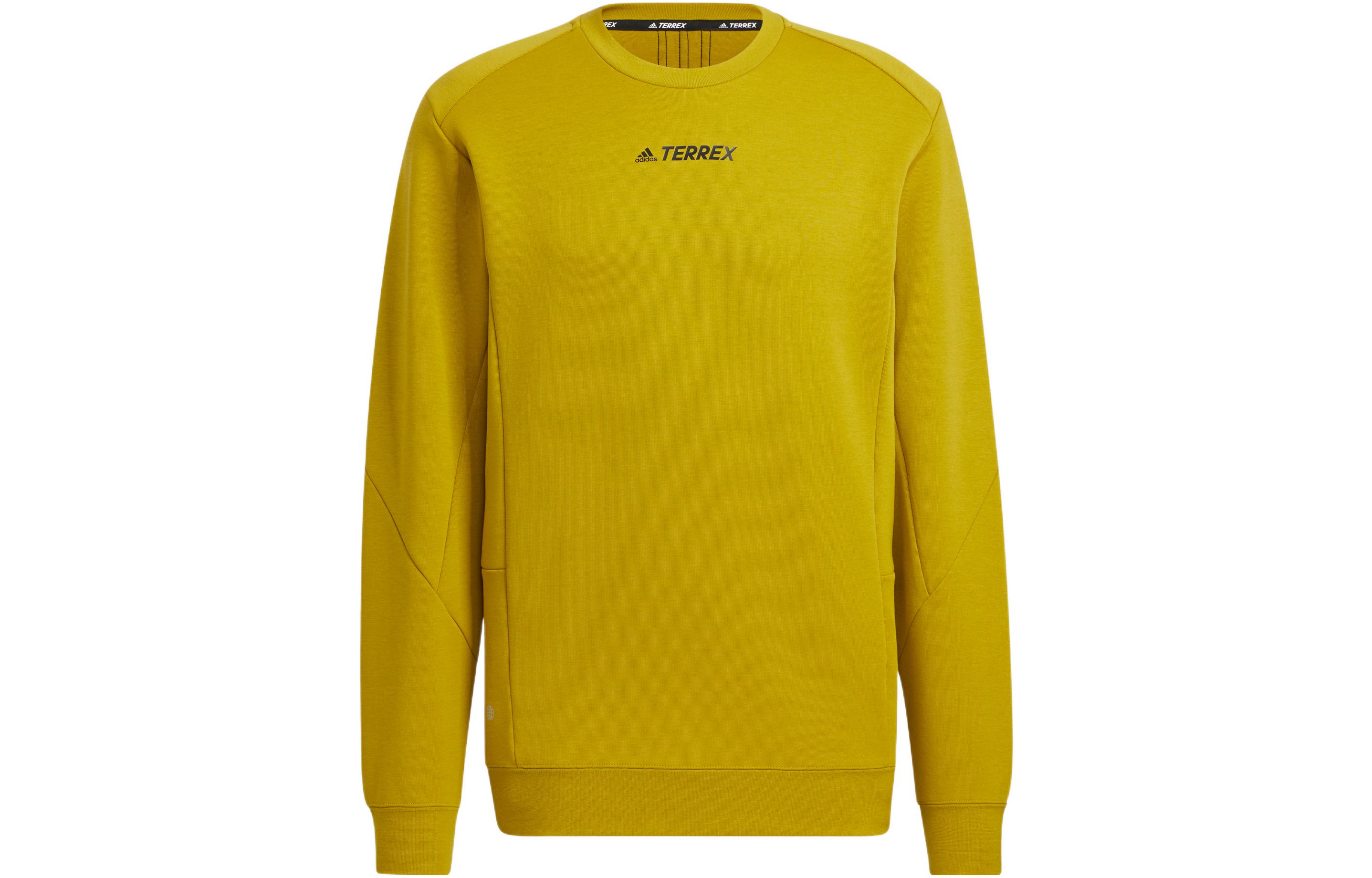 adidas TX Logo Crew Sweatshirt Yellow Unisex with Back Three Stripes Design HN2034