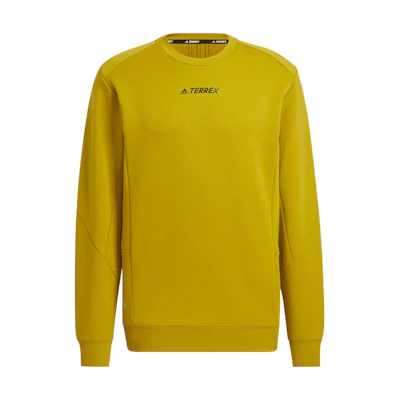 adidas TX Logo Crew Sweatshirt Yellow Unisex with Back Three Stripes Design HN2034
