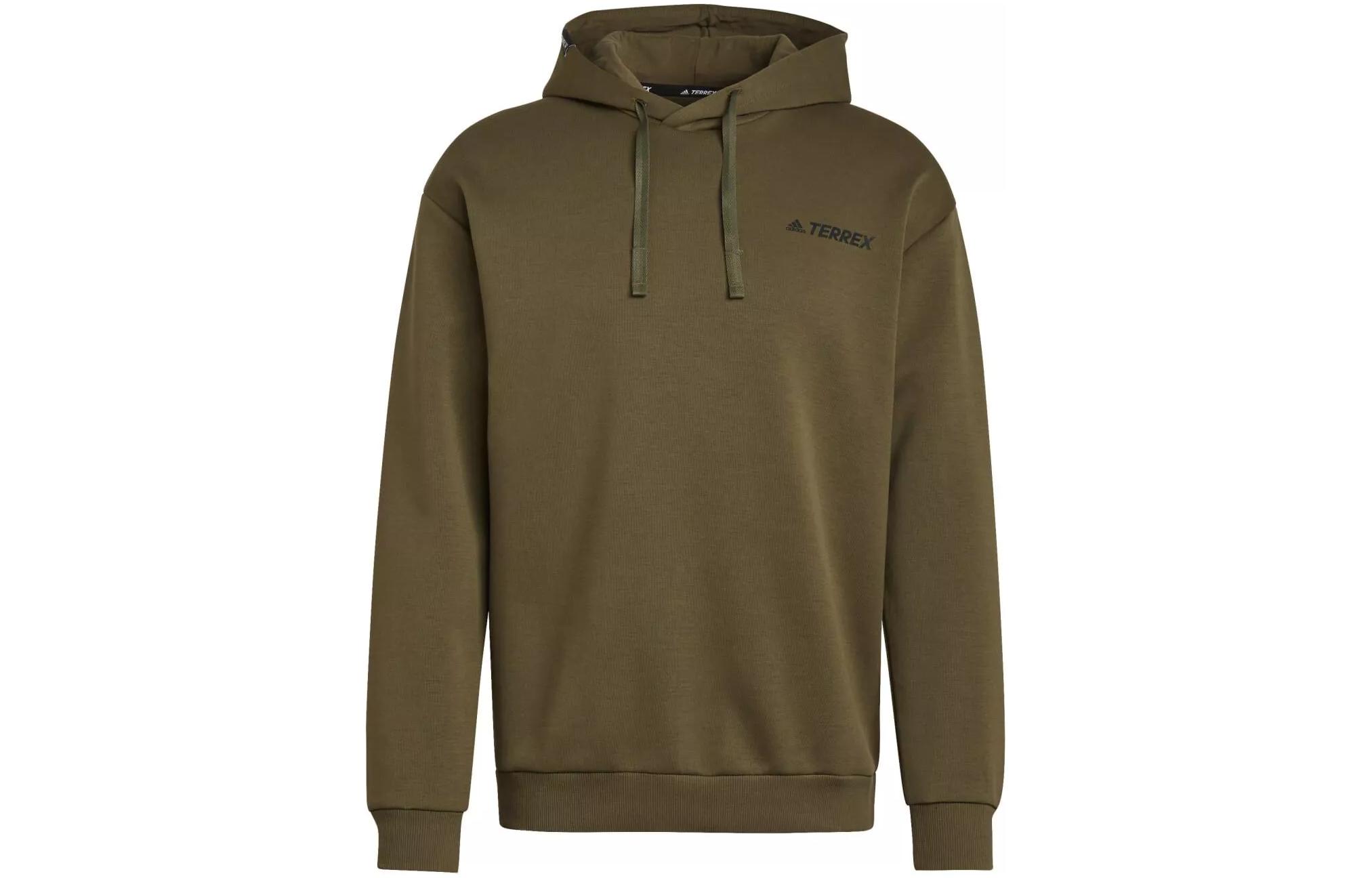 adidas TX Logo Hoodie Knit Sweatshirt Olive Green HI3620