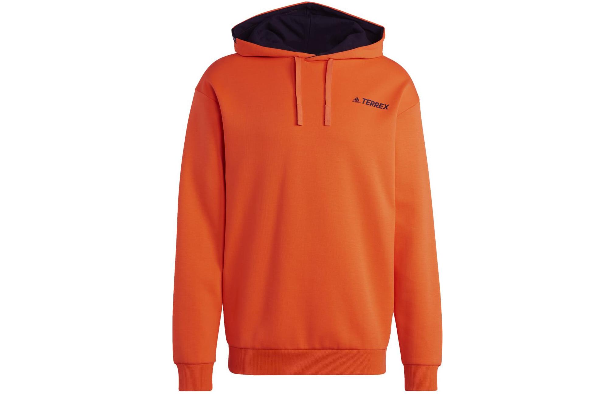 adidas TX Logo Hoodie Orange Knit Casual Sweatshirt with Letter Print HT2115