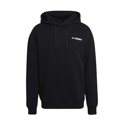 adidas TX Logo Plain Hoodie Black Pullover Sweatshirt HE1763