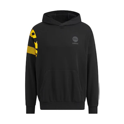 adidas U Bball Hoodie Black Logo Print Retro Unisex Pullover HM9985