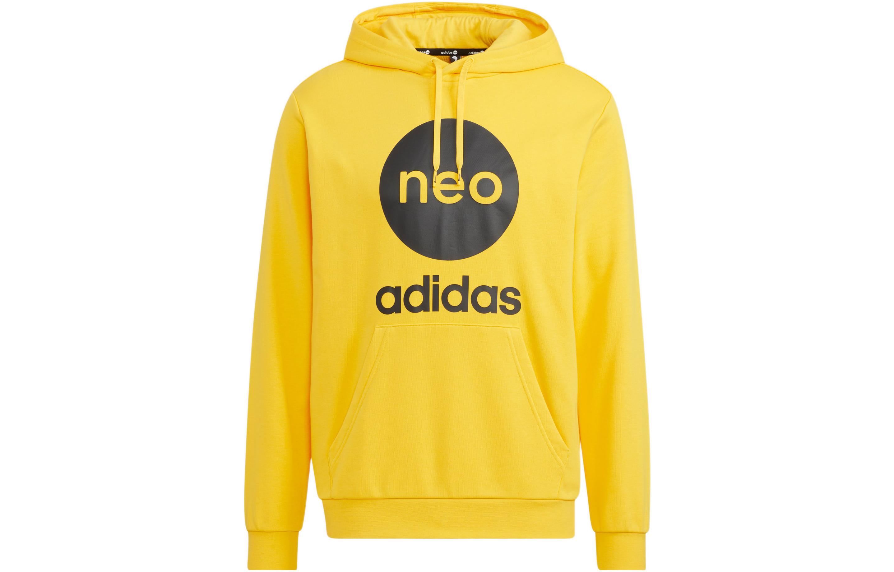 adidas U Esnt Hoodie Yellow Unisex Vintage Colorblock Logo Pullover Sweatshirt HM2010