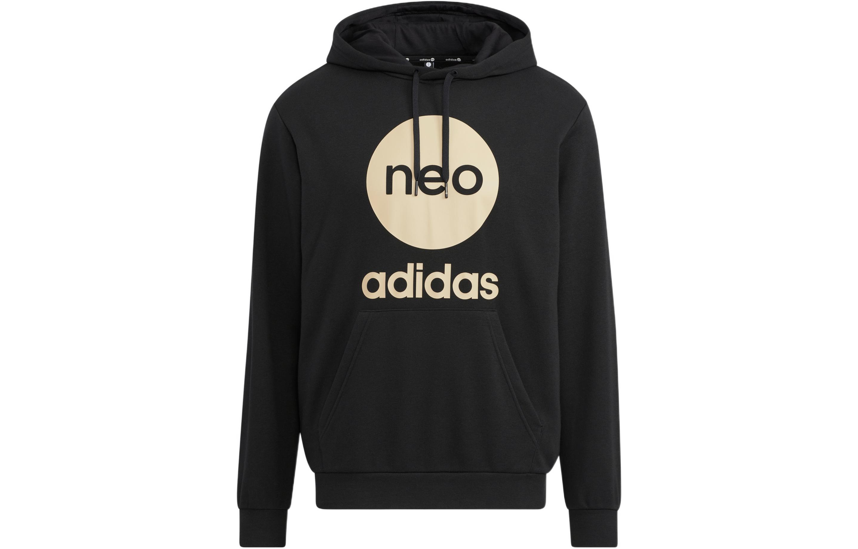 adidas U Essentials Hoodie Kangaroo Pocket Logo Print Unisex Black HM2012