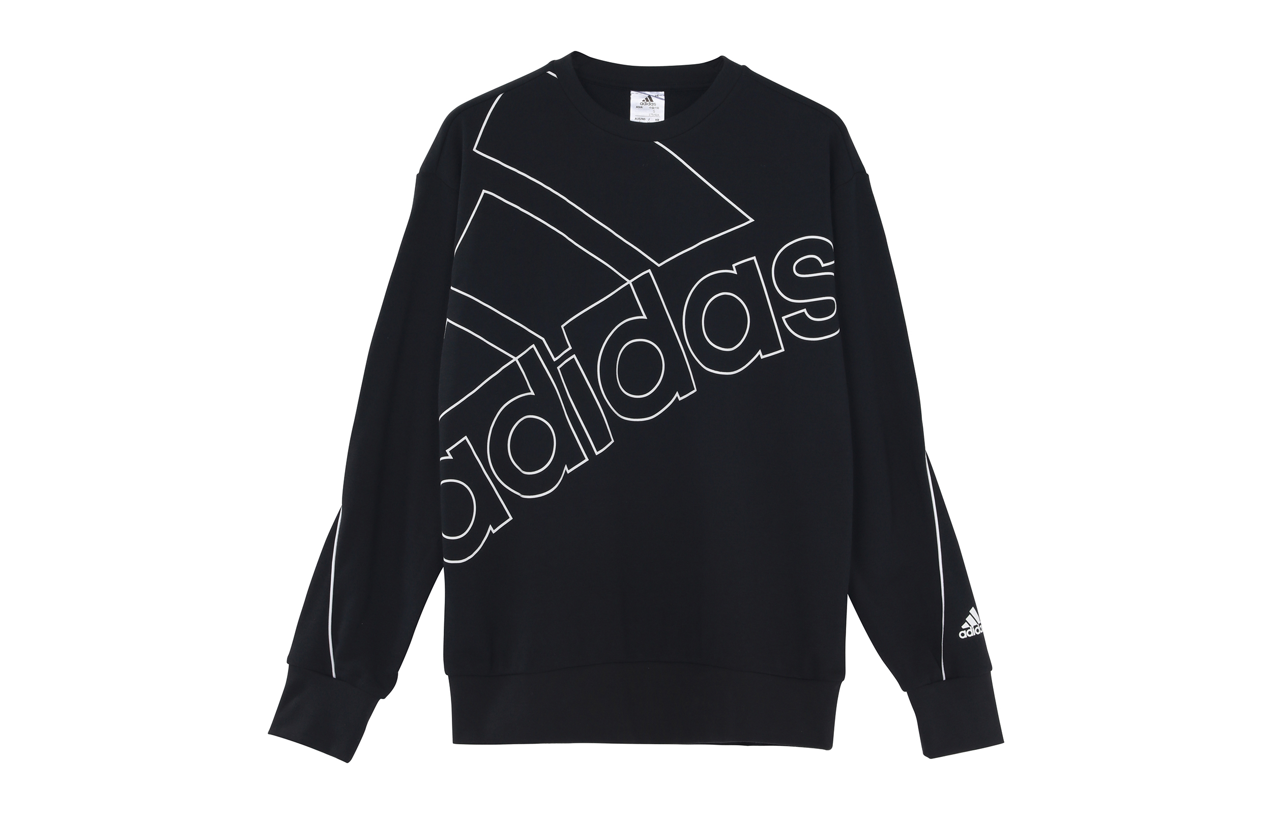 adidas U Favs Q1 Sweatshirt Logo Print Pullover Crewneck Black GK9374