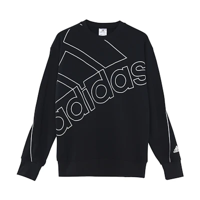 adidas U Favs Q1 Sweatshirt Logo Print Pullover Crewneck Black GK9374