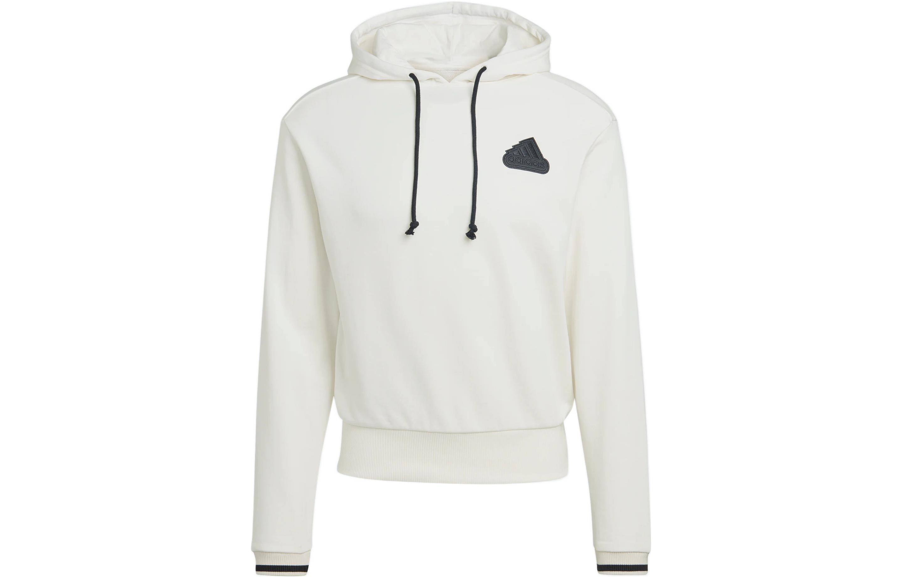 adidas U Hoodie Logo Embroidered Pullover Unisex Long-Sleeve White HY5519