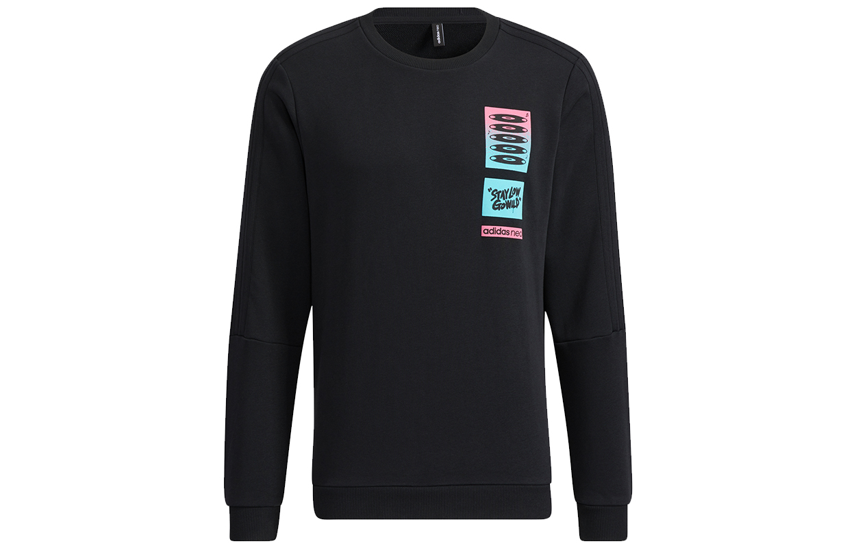 adidas U Radio W Crewneck Pullover Sweatshirt Casual Black HG9046