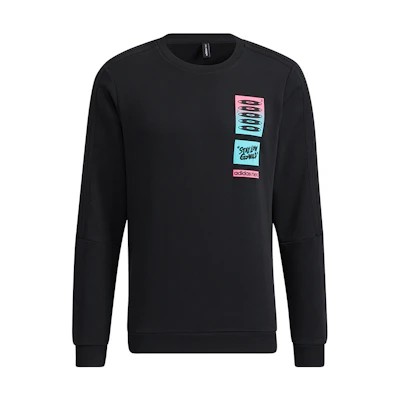 adidas U Radio W Crewneck Pullover Sweatshirt Casual Black HG9046
