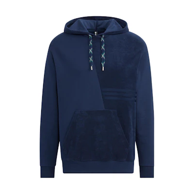 adidas U Vbe Hoodie 2 Blue Pullover Colorblock Logo Print Unisex Sweatshirt HN4731