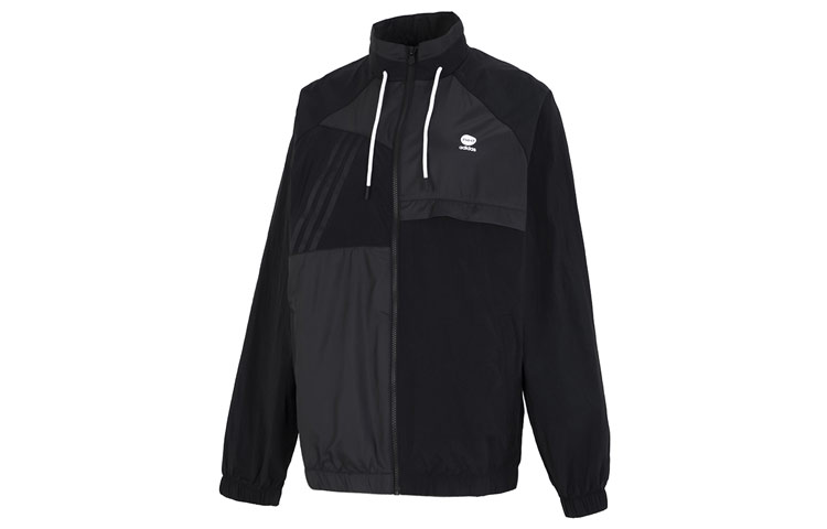 adidas U Vbe Wb 3 Retro Logo Stand Collar Colorblock Jacket Black Male HN4751