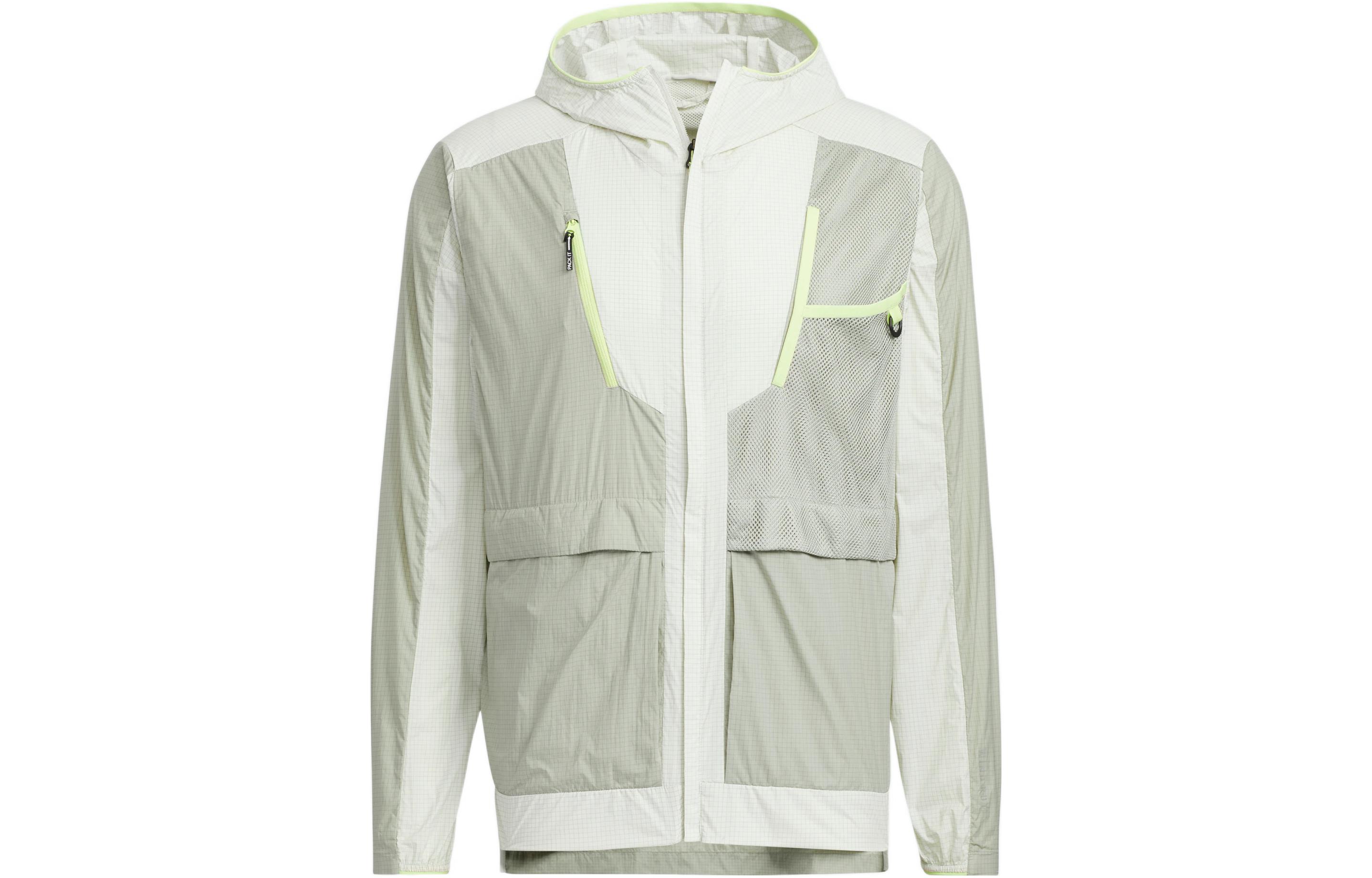 Order adidas U VOYG LIGHT WB 戶外連帽多口袋外套 中性 淺灰色 HE5180