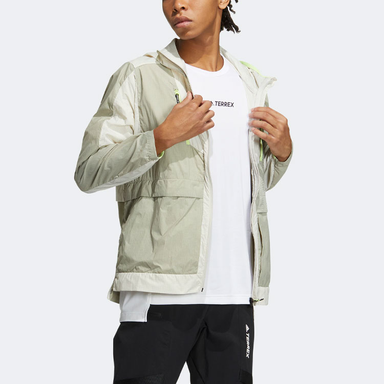 Sizing adidas U VOYG LIGHT WB 戶外連帽多口袋外套 中性 淺灰色 HE5180