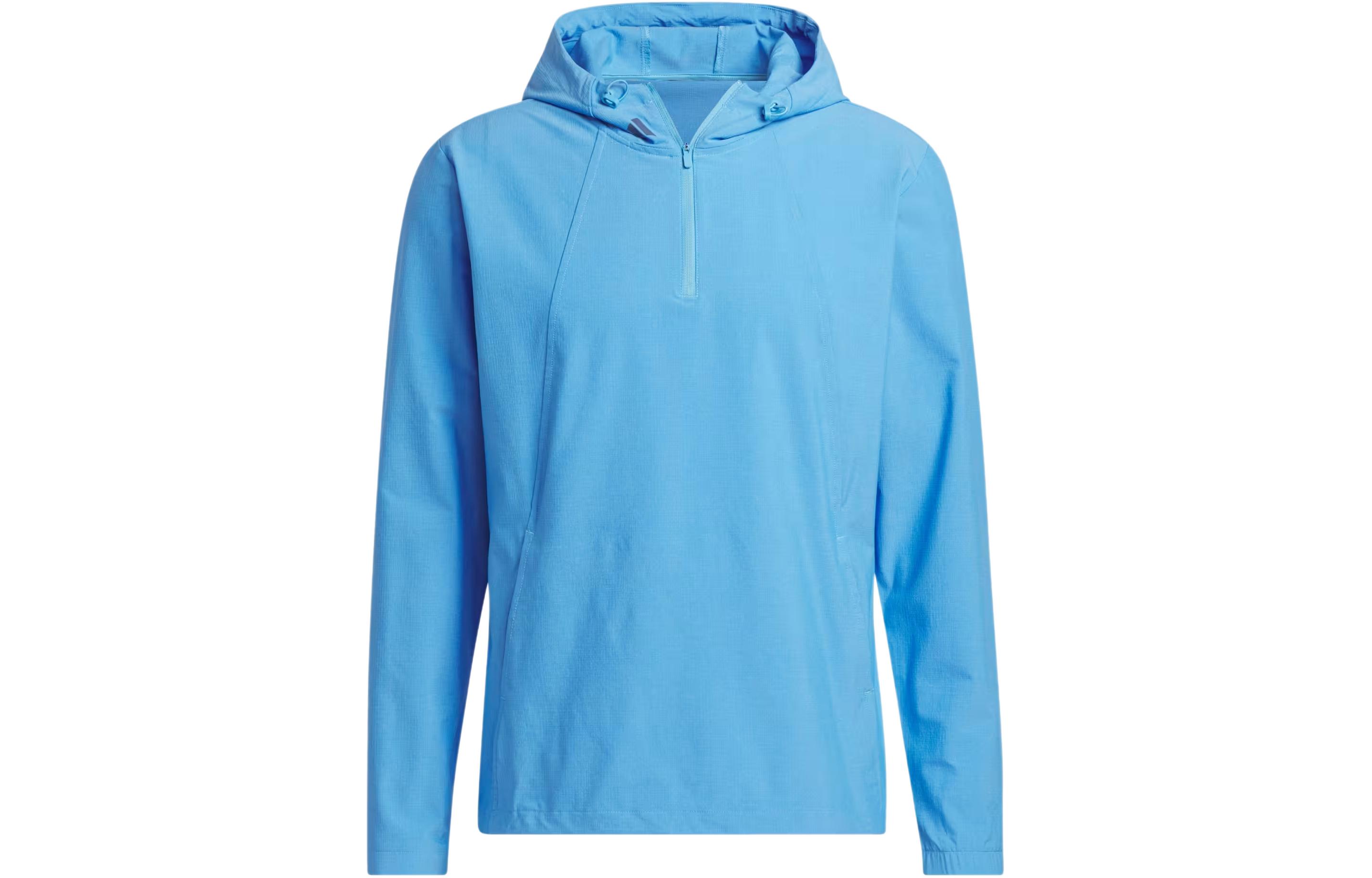 adidas Ultimate365 Anorak Half-Zip Pullover Jacket Blue Long Sleeve Hooded IU4528