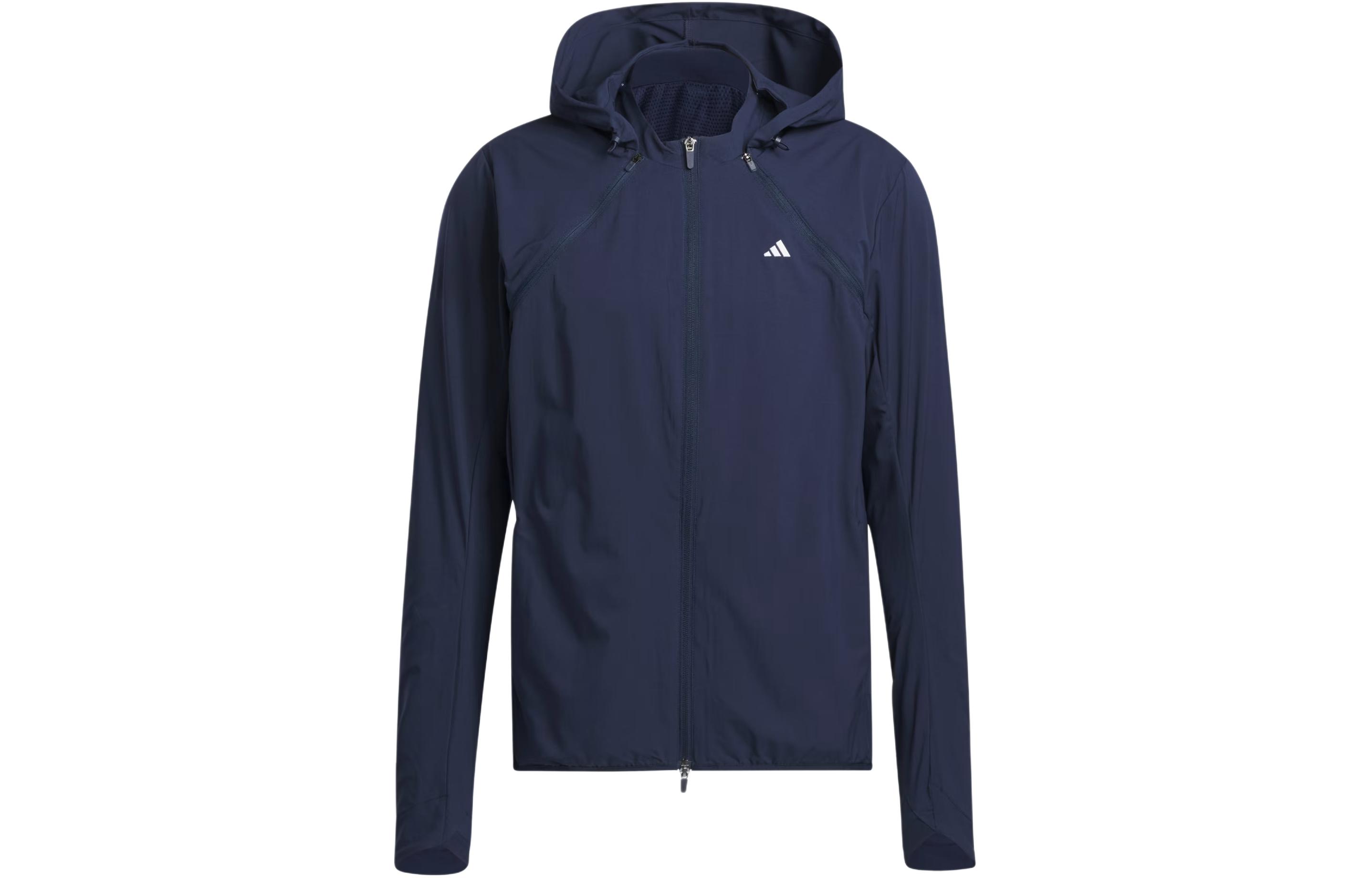 adidas Ultimate365 Navy Blue Convertible Hoodie Jacket with Logo IR7145