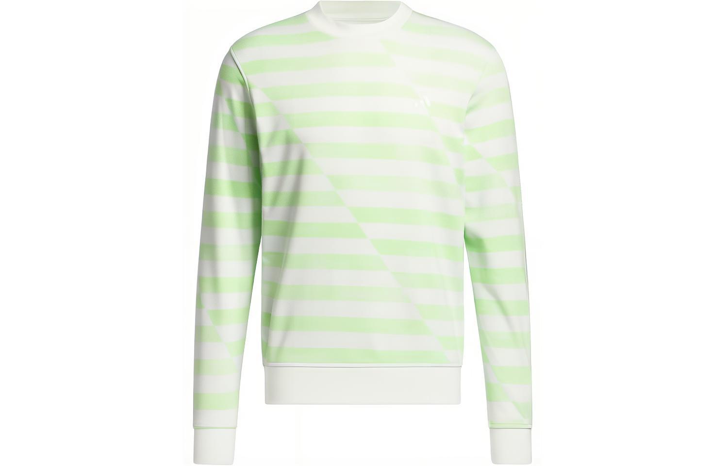 adidas Ultimate365 Printed Crewneck Sweatshirt Green Striped Long Sleeve IQ2916