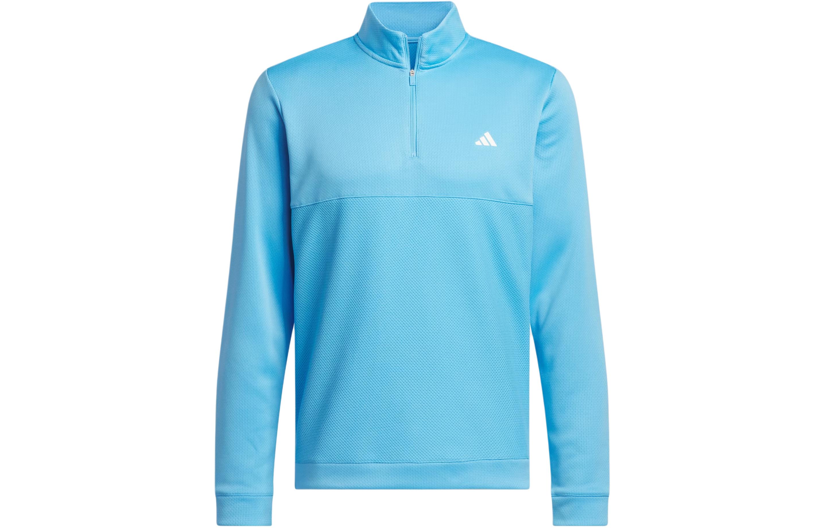 adidas Ultimate365 Textured Quarter-Zip Jacket Sky Blue Long Sleeve Top IU4697