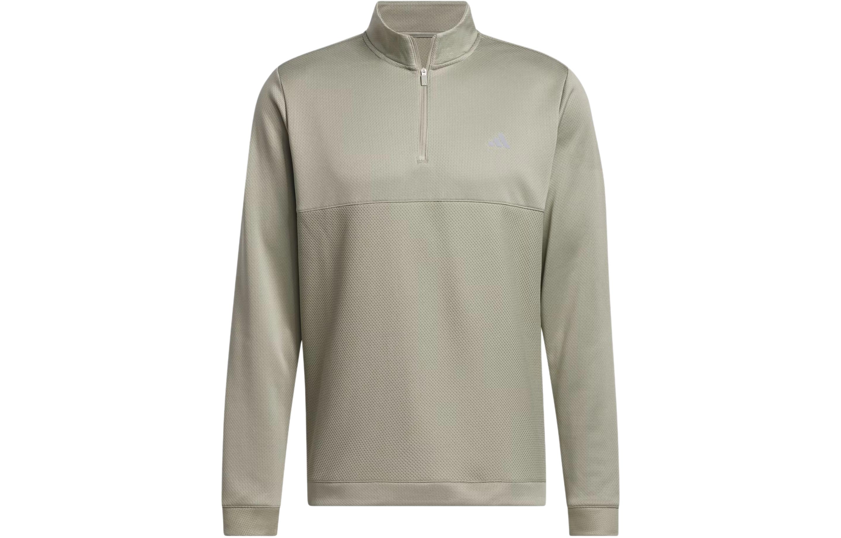 adidas Ultimate365 Textured Quarter-Zip Jacket Stone Gray Long Sleeve Top IS8882