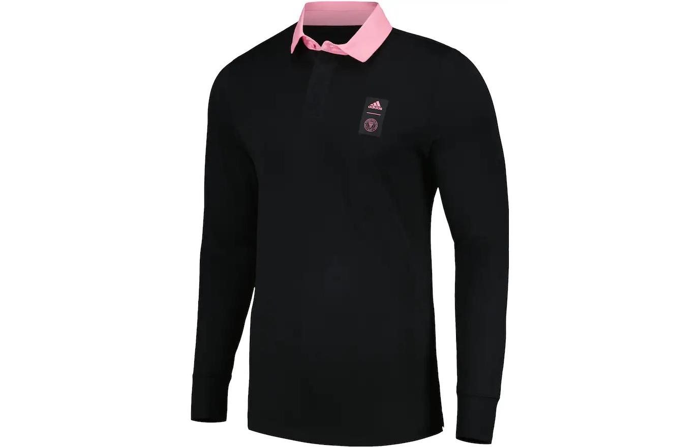 adidas Unisex Black Long-Sleeve Polo Football Shirt Casual Sportswear HU0434