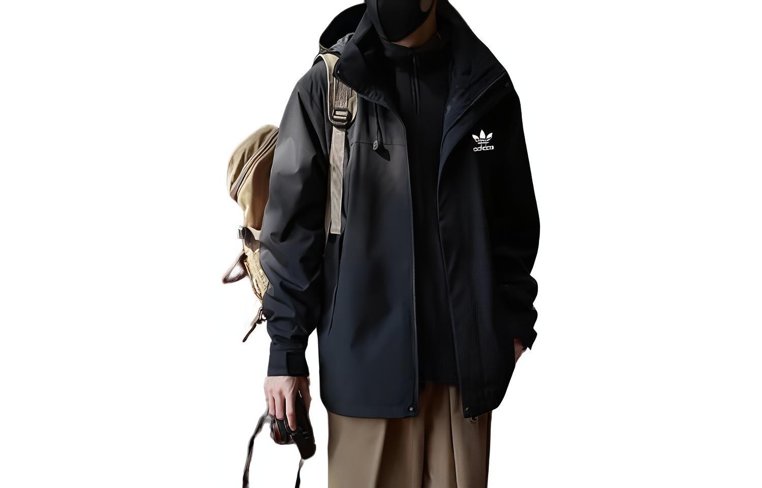 adidas Unisex Black Outdoor Casual Sport Hooded Zip Jacket SY2368