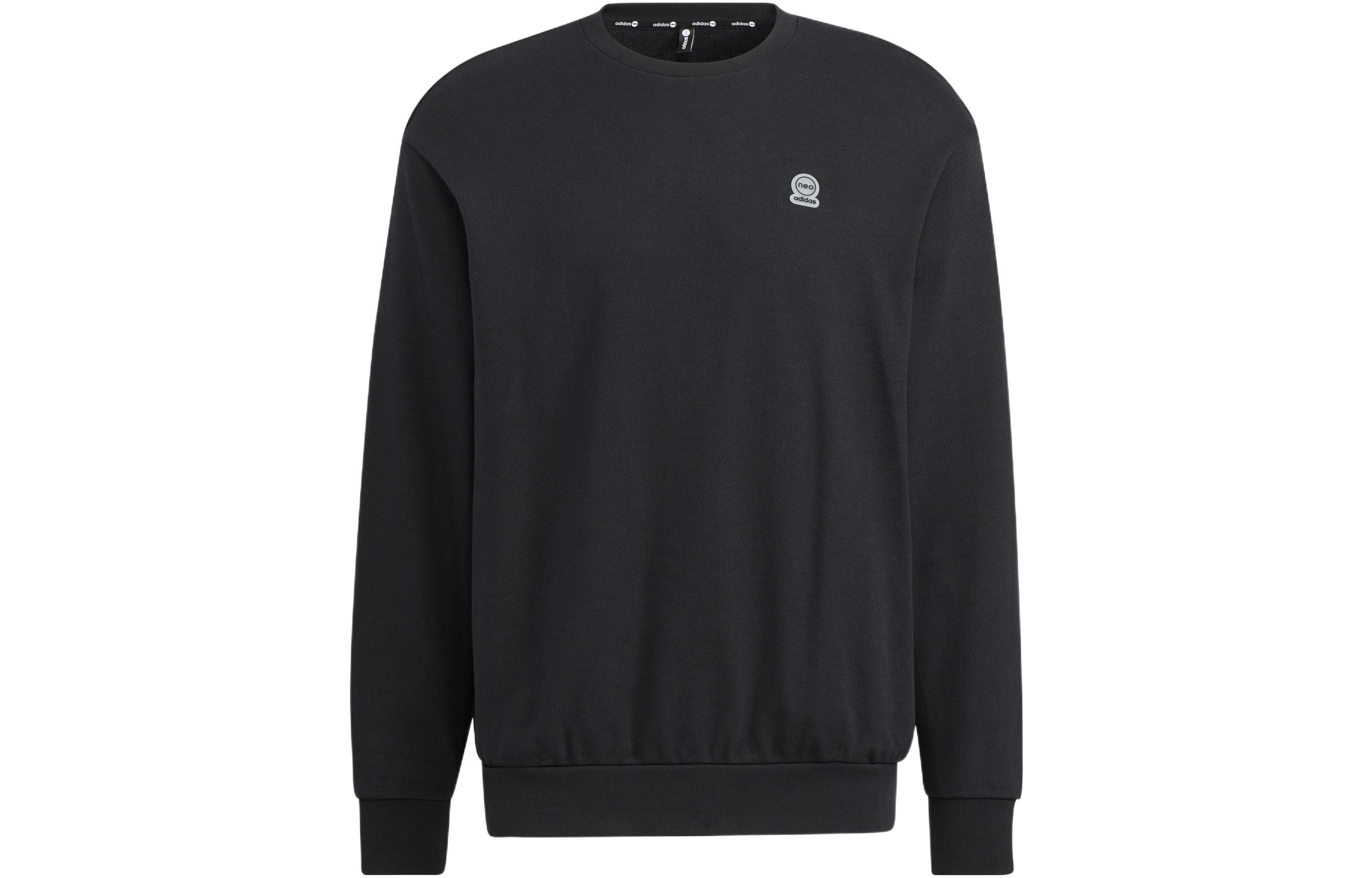 adidas Unisex Black Pullover Sweatshirt with Solid Logo Print HN6639