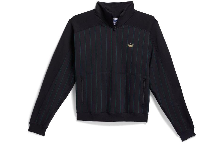 adidas Unisex Black Striped Long-Sleeve Loose-Fit Sweatshirt GR8777