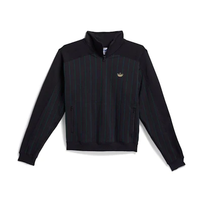 adidas Unisex Black Striped Long-Sleeve Loose-Fit Sweatshirt GR8777