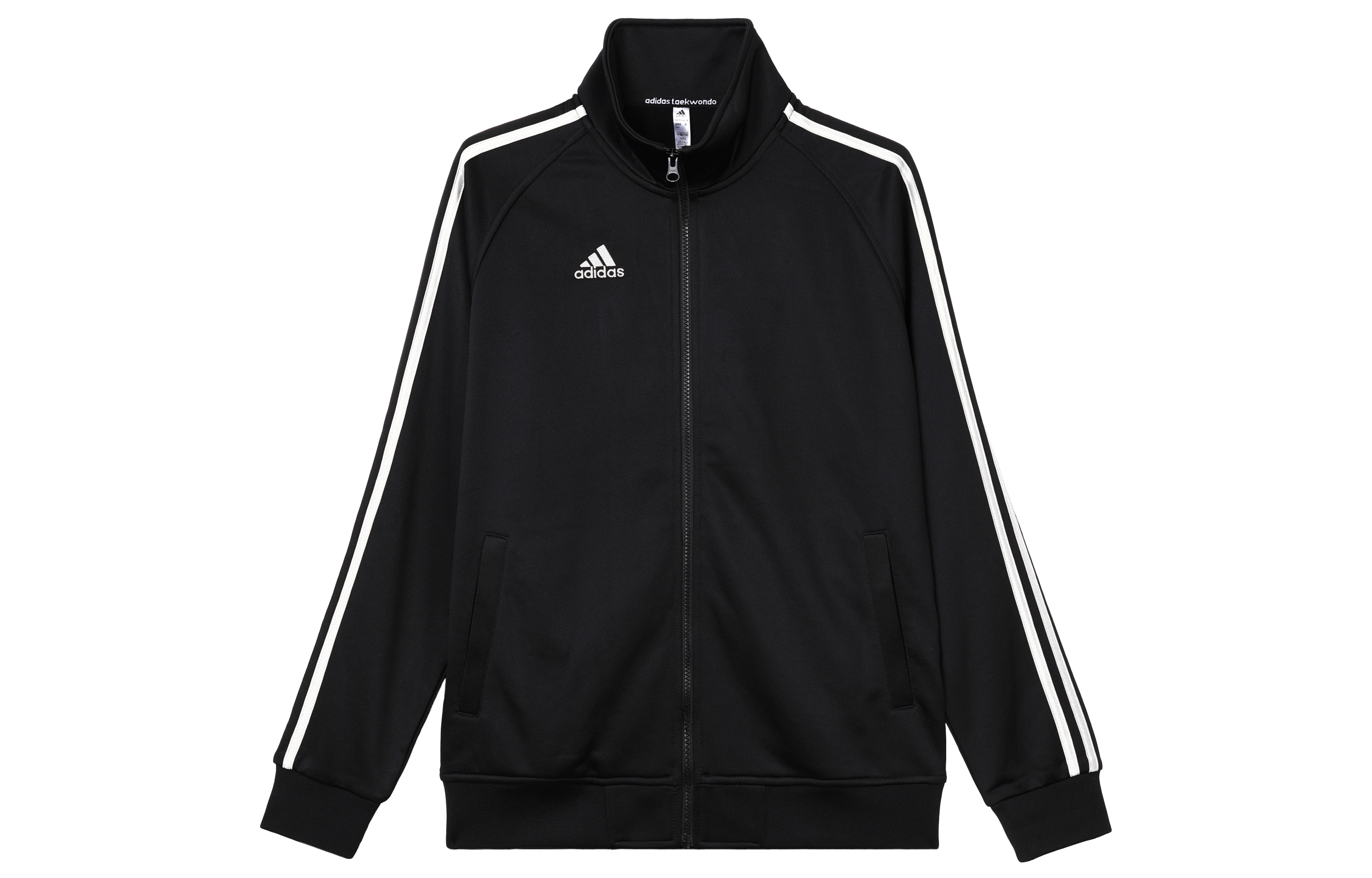 adidas Unisex Black Waterproof Jacket with Striped Design and Stand Collar TR30J2-CBW
