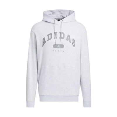 adidas Unisex Pullover Hoodie with Lettering Light Gray Long Sleeve IX4962