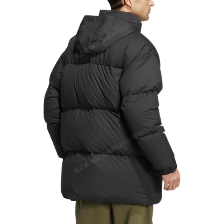 adidas Unisex Solid Black Hooded Logo Print Puffer Jacket. HM9706 圖 4