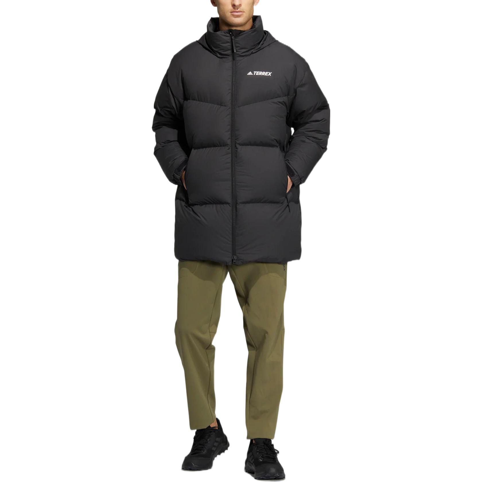 adidas Unisex Solid Black Hooded Logo Print Puffer Jacket. HM9706 圖 5