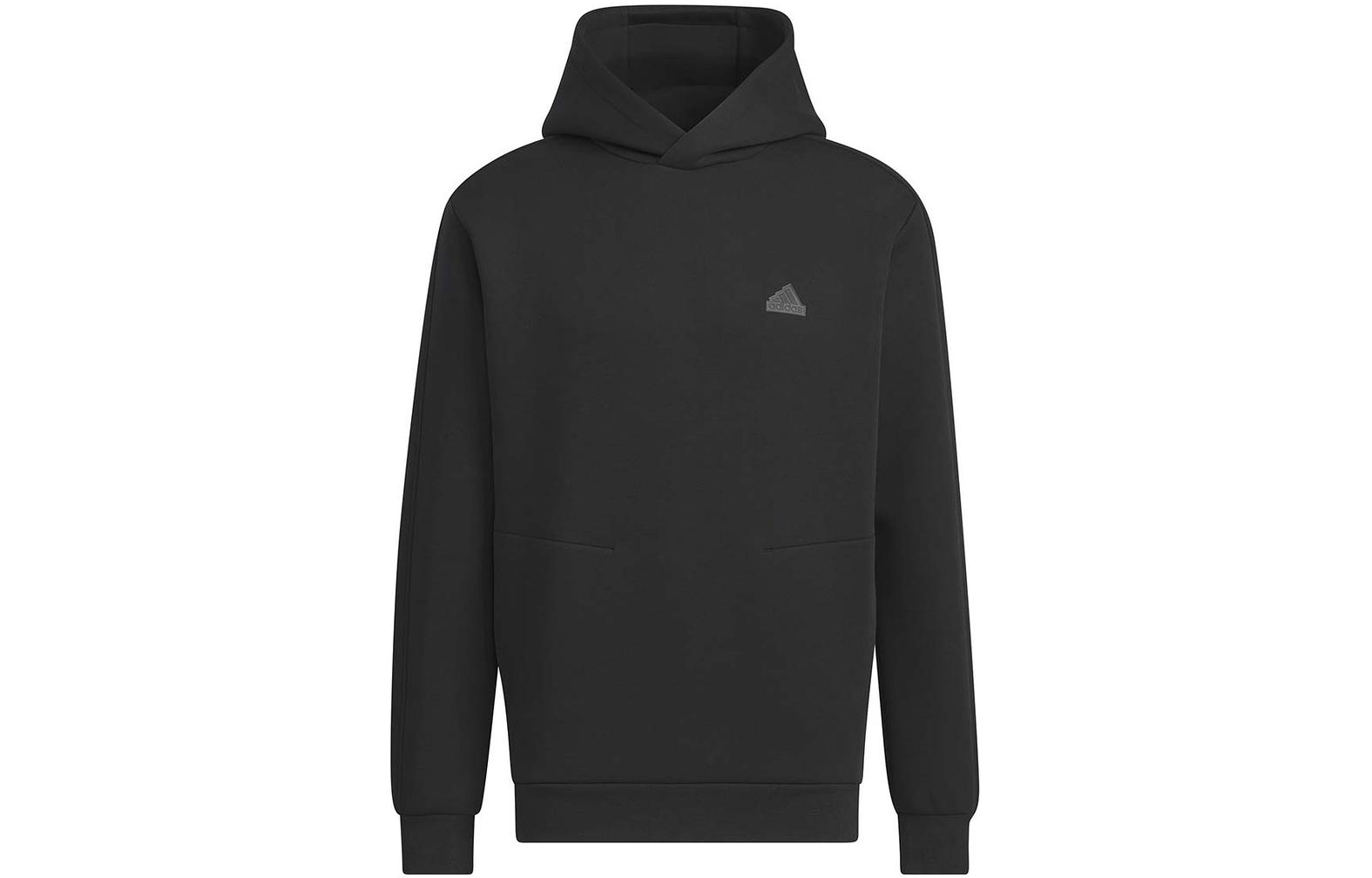 adidas Unisex Solid Black Hoodie Long Sleeve Sports Casual Pullover JE8631
