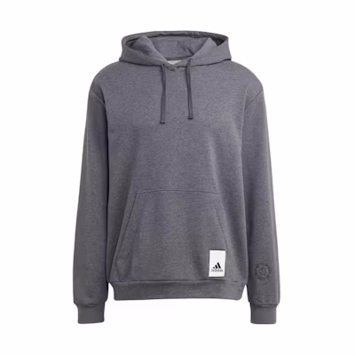 adidas Unisex Solid Color Hoodie with Drawstrings Dark Gray IL8300