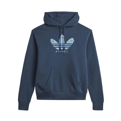 adidas Unisex Solid Color Logo Hoodie Blue GL9973