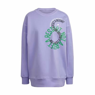 adidas Unisex Solid Letter Logo Purple Crewneck Sweatshirt Long Sleeve IB5888