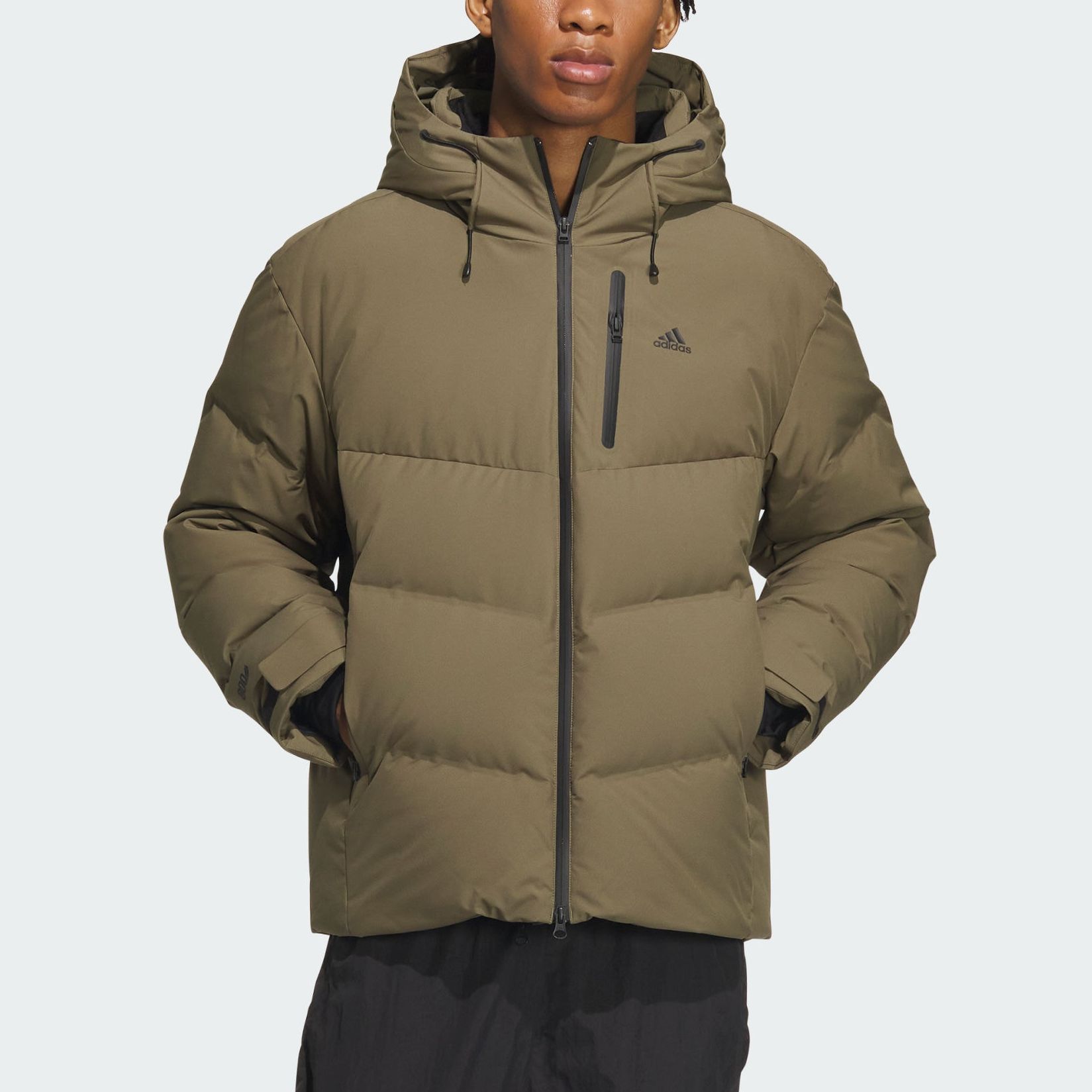 adidas Unisex Solid Olive Green Hooded Puffer Jacket Casual Sportswear IW0783 圖 3