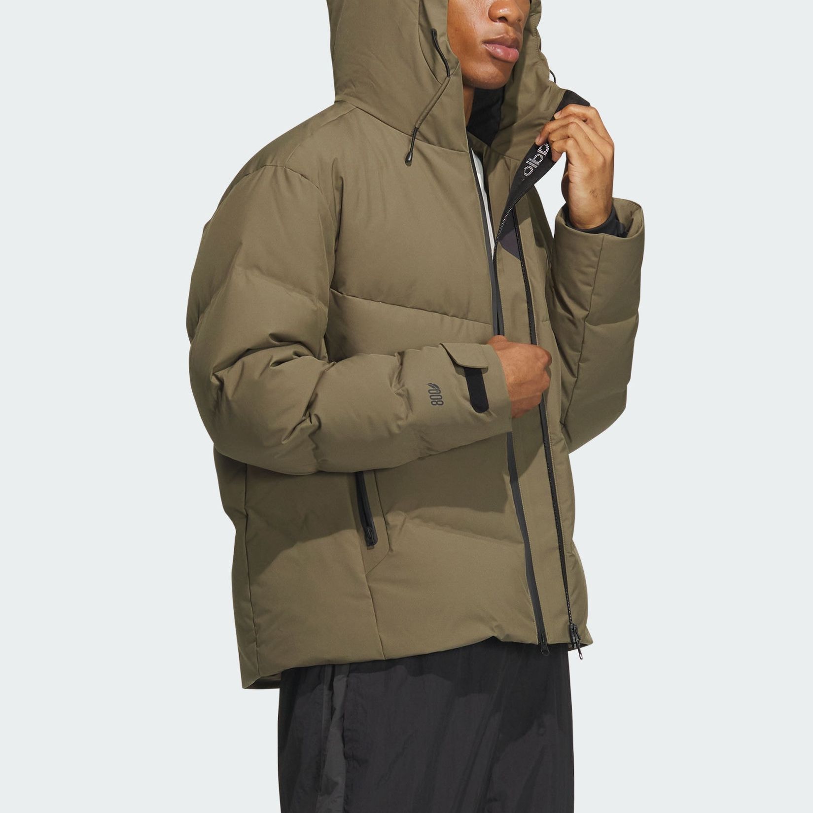 adidas Unisex Solid Olive Green Hooded Puffer Jacket Casual Sportswear IW0783 圖 5