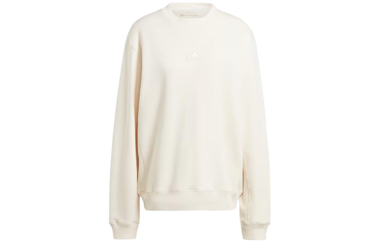 adidas Unisex Solid White Crewneck Pullover Long Sleeve Sweatshirt IN1736