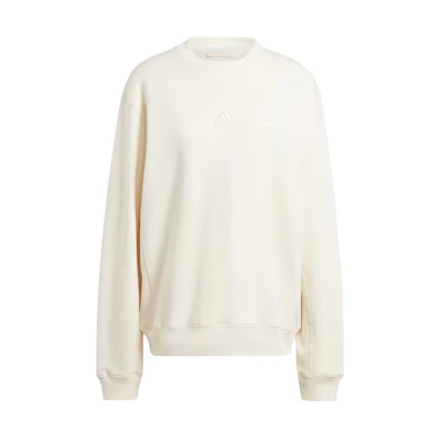 adidas Unisex Solid White Crewneck Pullover Long Sleeve Sweatshirt IN1736