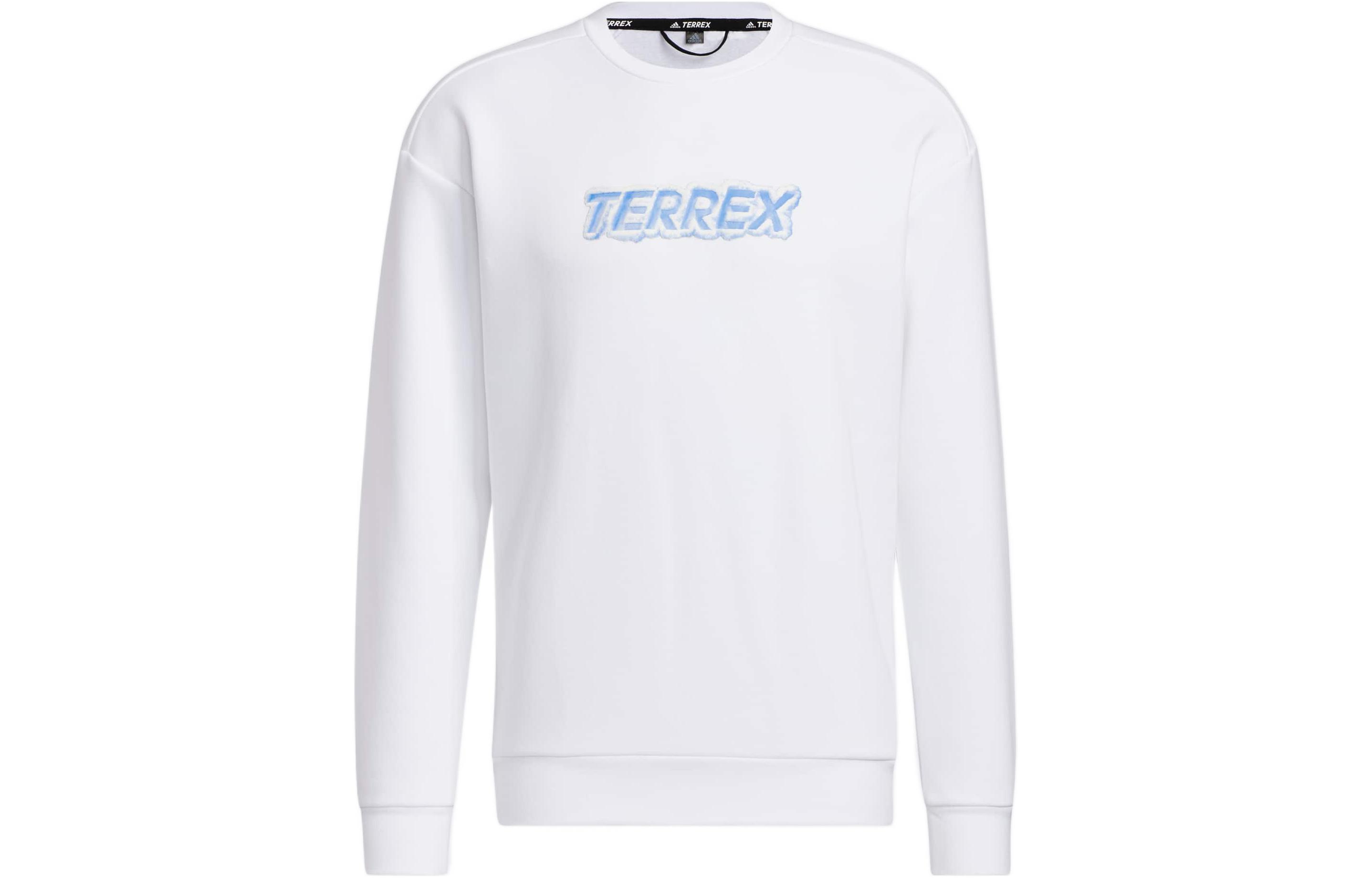 adidas Unisex White Crewneck Sweatshirt with Solid Logo Print HM9699