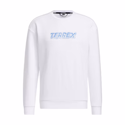 adidas Unisex White Crewneck Sweatshirt with Solid Logo Print HM9699