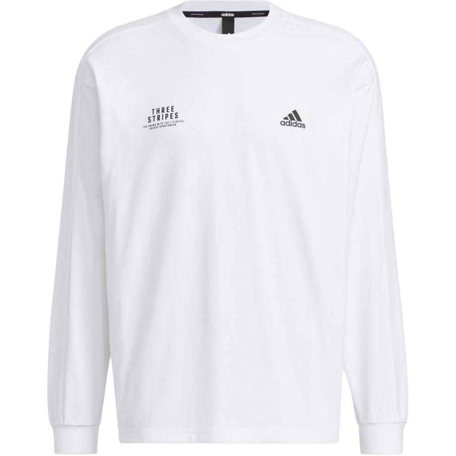 adidas Unisex White Logo Print Slim-Fit Crewneck Sweatshirt Long Sleeve IM8758