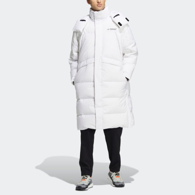 adidas Unisex White Logo Puffer Down Jacket Loose Fit Warm Hoodie Style. HM9707 圖 3