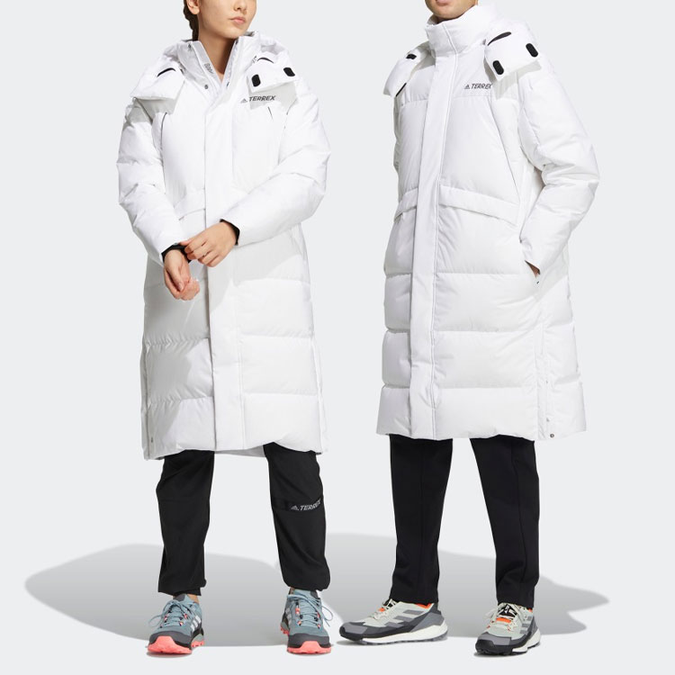 adidas Unisex White Logo Puffer Down Jacket Loose Fit Warm Hoodie Style. HM9707 圖 4