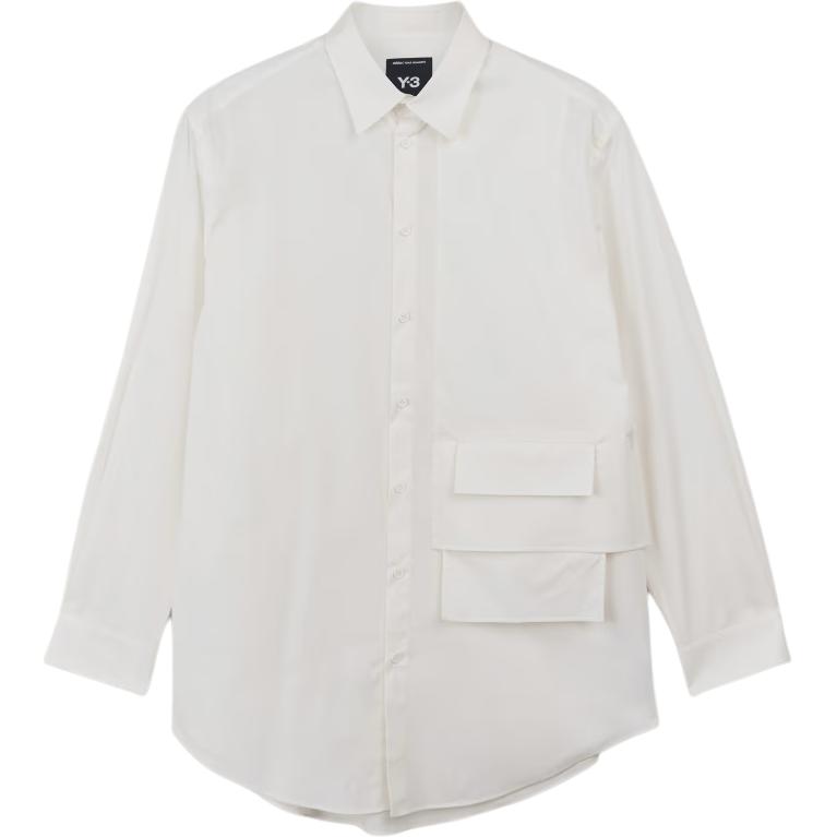 adidas Unisex White Solid Fitted Long-Sleeve Collared Shirt JF3025