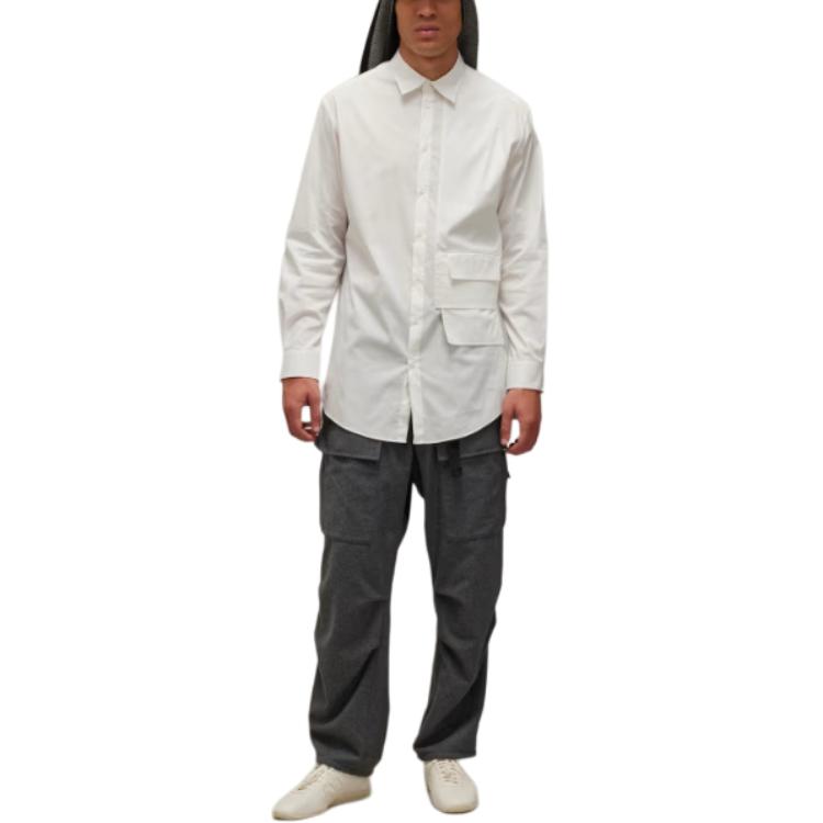 adidas Unisex White Solid Fitted Long-Sleeve Collared Shirt JF3025 圖 4