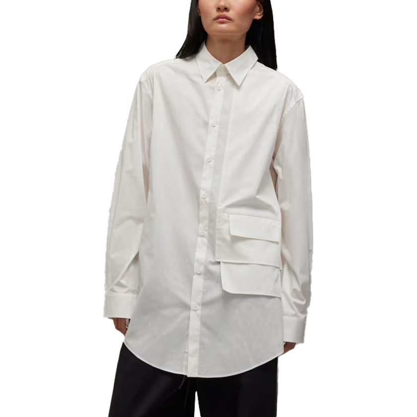 adidas Unisex White Solid Fitted Long-Sleeve Collared Shirt JF3025 圖 6