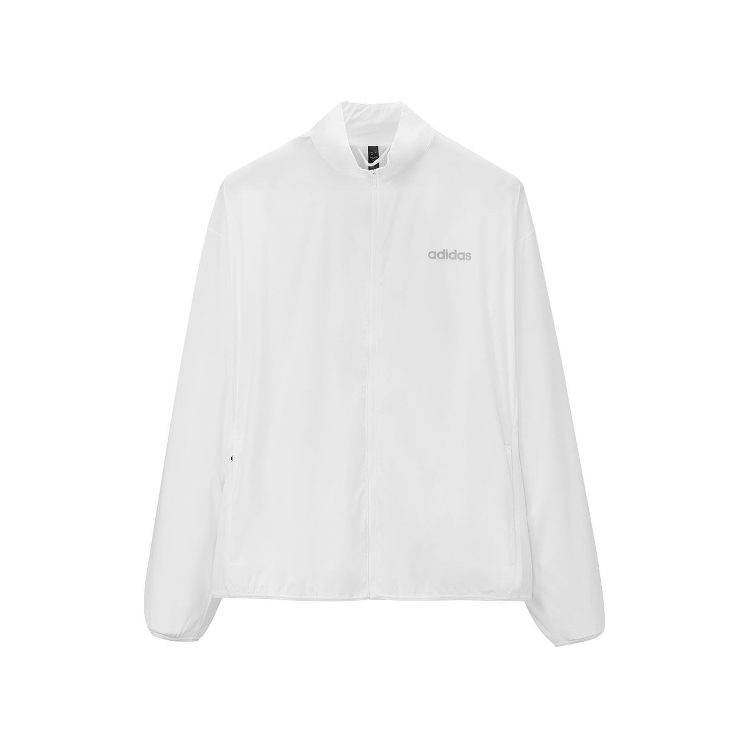 adidas Unisex White Stand Collar Long Sleeve Jacket JI8468