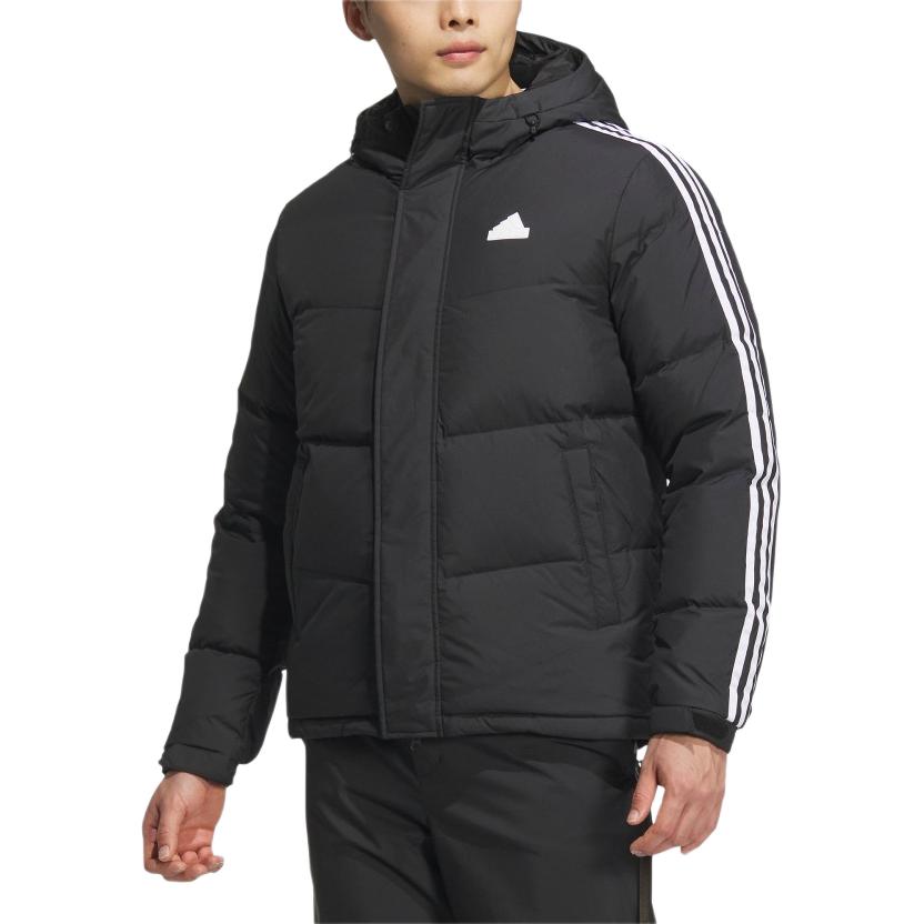 Shop adidas UNITEFIT 防風防潑水連帽羽絨外套 黑色 男女通用 JW6732
