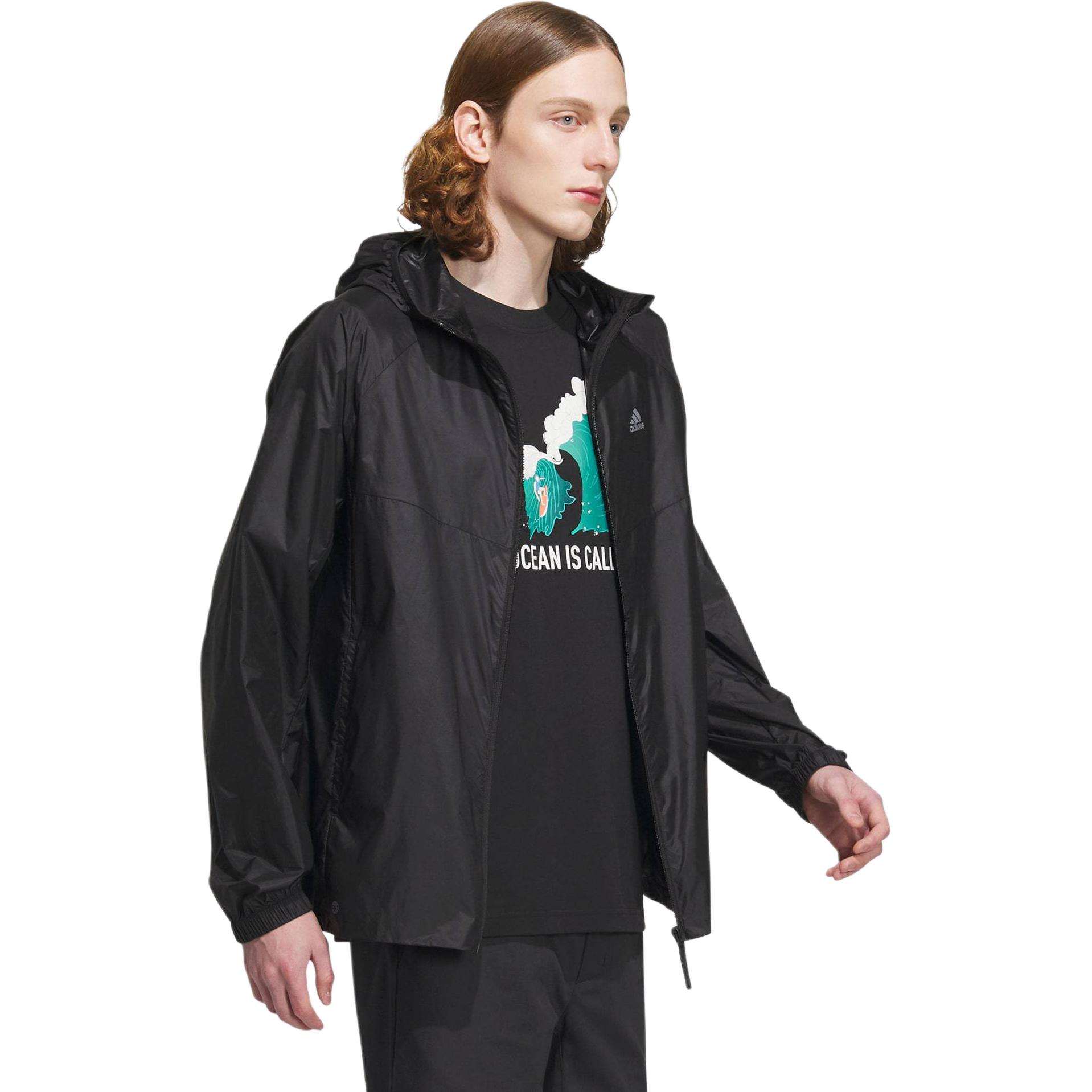 Lookbook adidas UPF50+ 防風連帽外套 男女款 黑色 IA1783